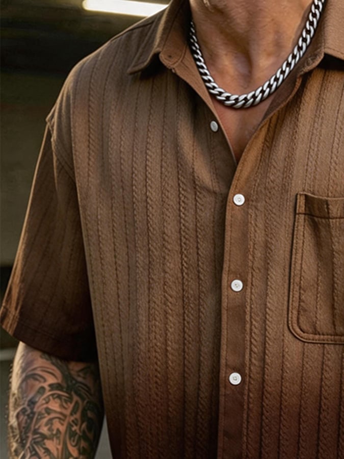 Brandon - Stylish Textured Short Sleeve Shirt