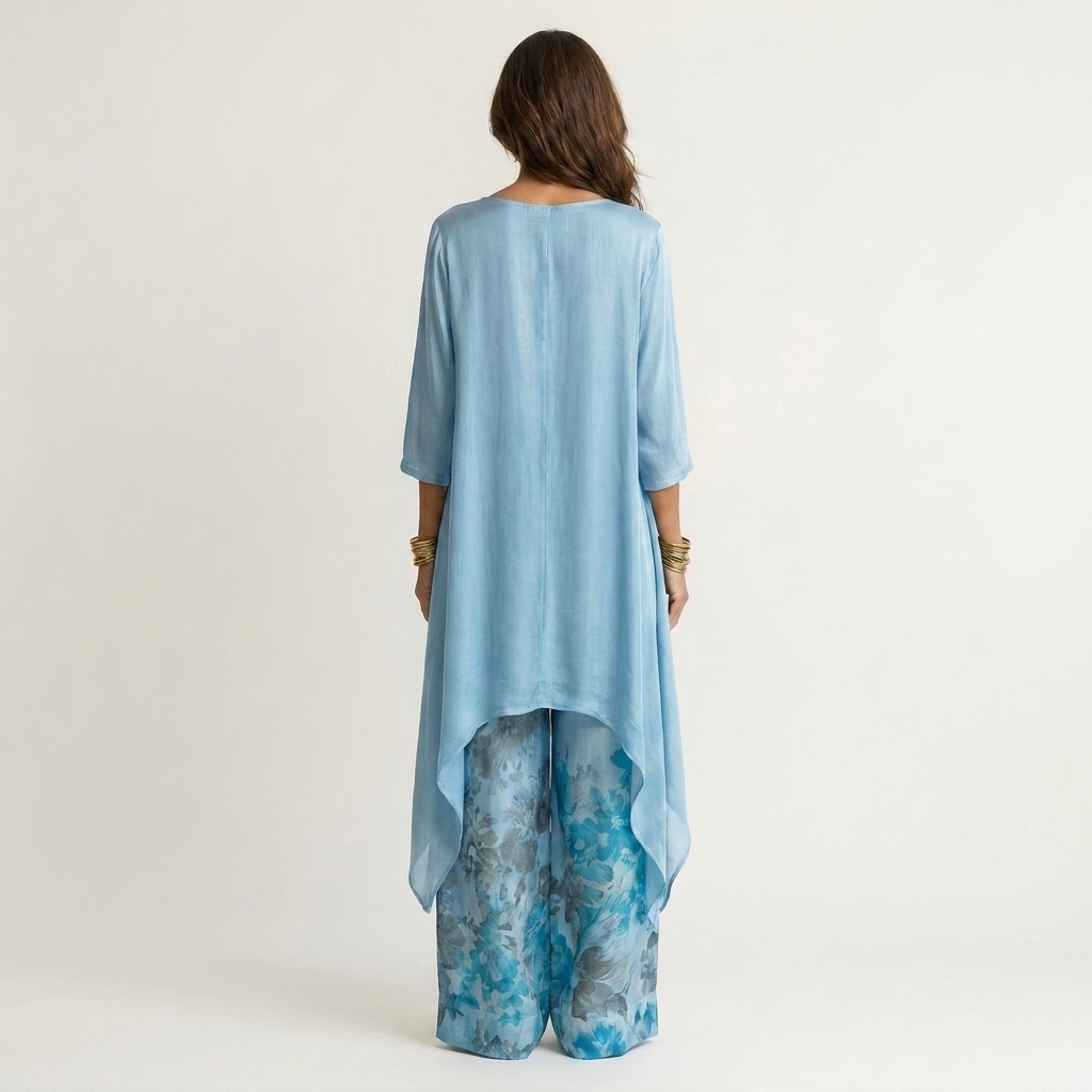 Elysian - Sophisticated Asymmetric Two Piece Tunic Set
