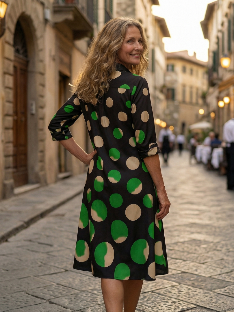 Elle - Versatile Midi Dress With Polka Dots