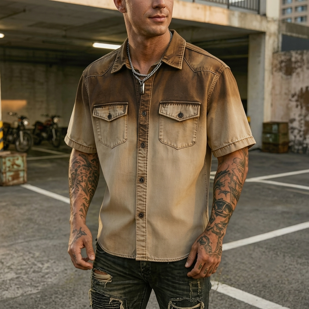 Grayson - Stylish Gradient Denim Shirt