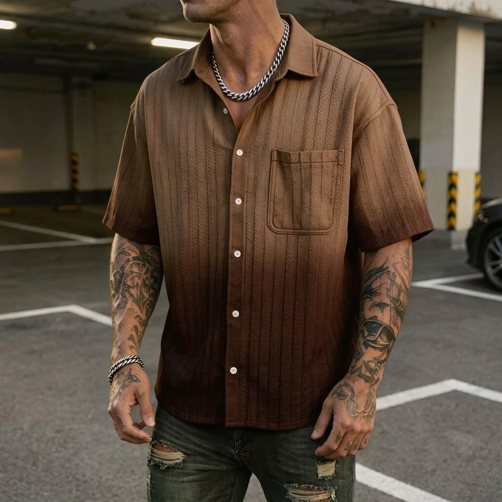 Brandon - Stylish Textured Short Sleeve Shirt