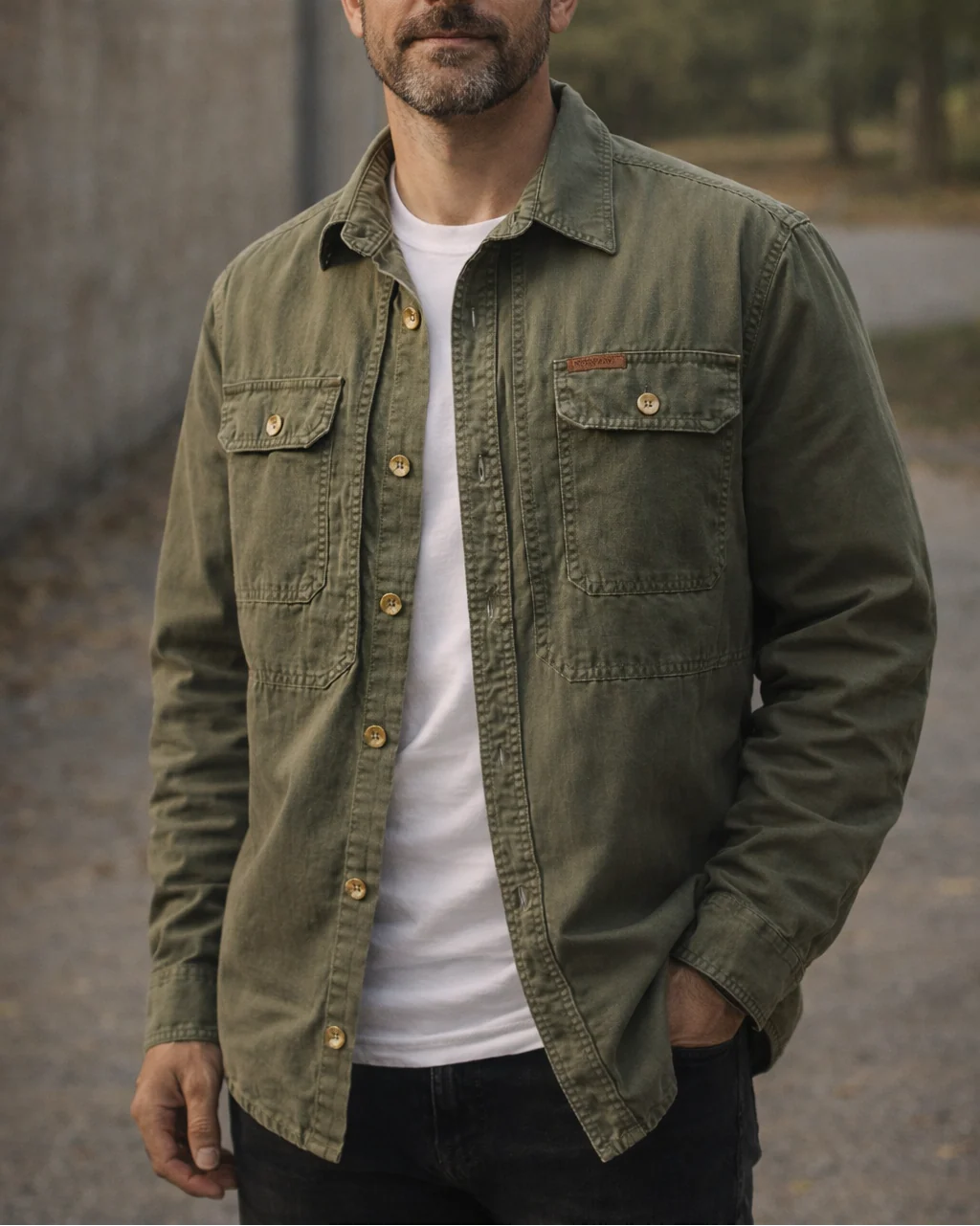 Ethan - Durable Cotton Overshirt With Long Sleeve