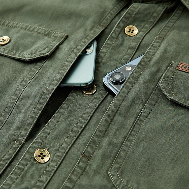 Ethan - Durable Cotton Overshirt With Long Sleeve