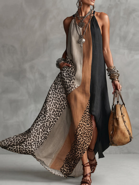 Seryna - Versatile Asymmetric Halter-Neck Maxi Dress