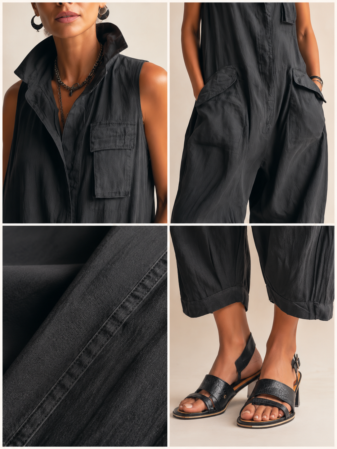 Esme - Soft-touch Breathable Cargo Jumpsuit