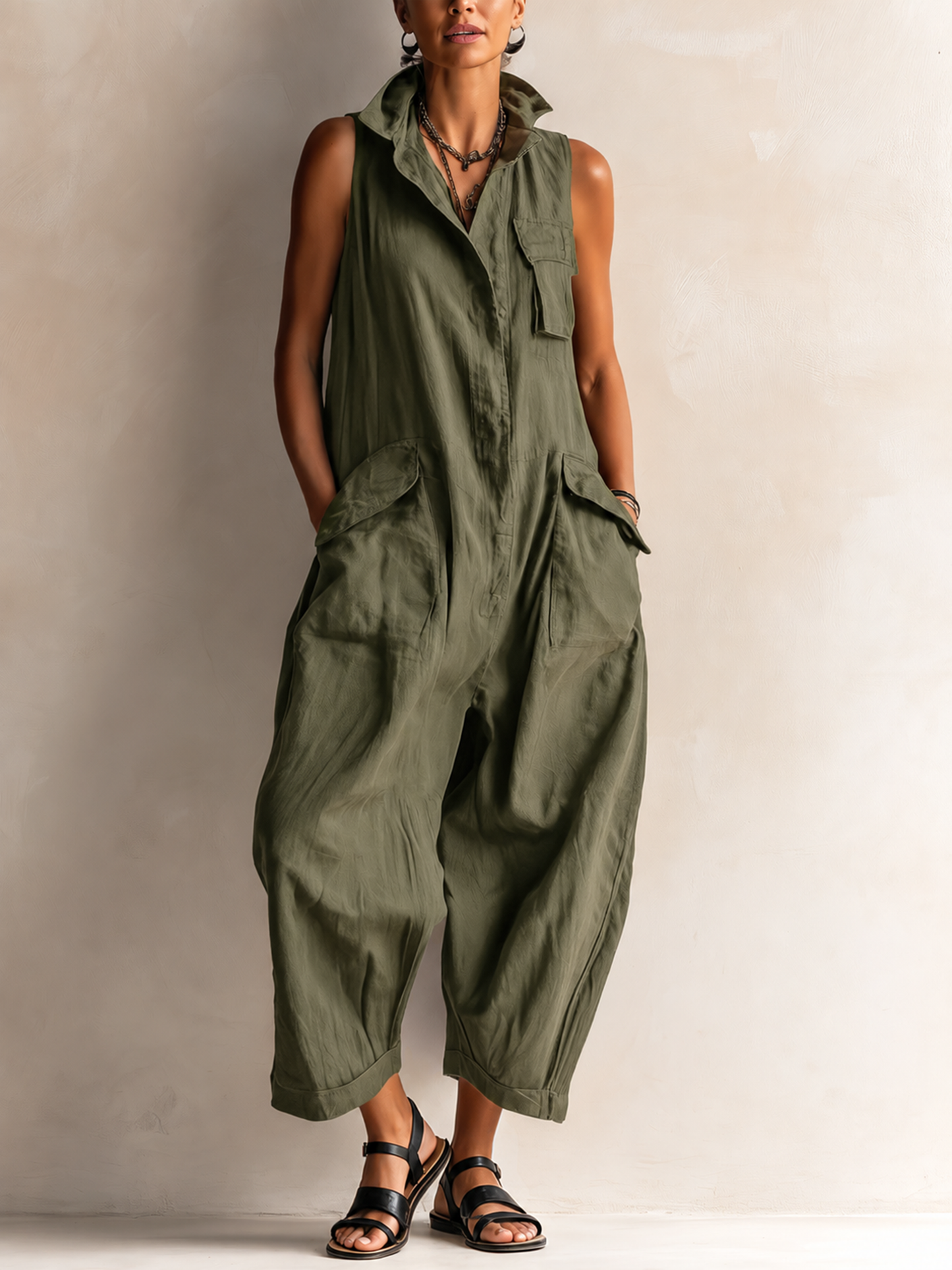 Esme - Soft-touch Breathable Cargo Jumpsuit
