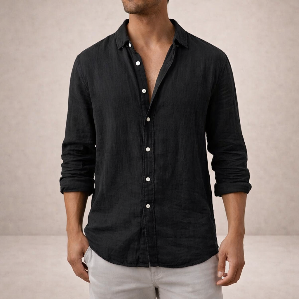 Lionel - Refined Men's Regular Fit Linen Button Down Shirt