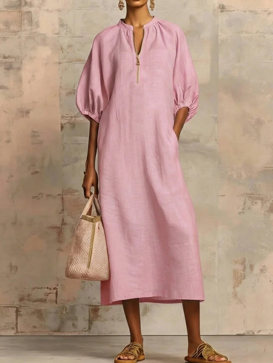 Claris - Midi Puff-Sleeve Dress