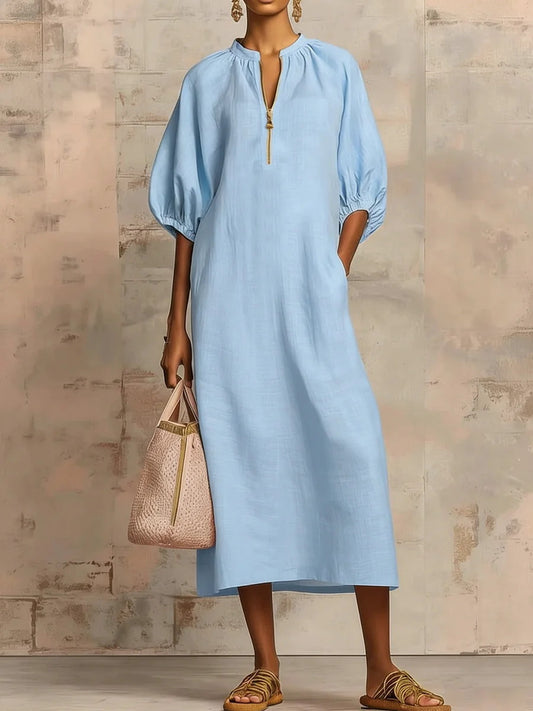 Claris - Midi Puff-Sleeve Dress