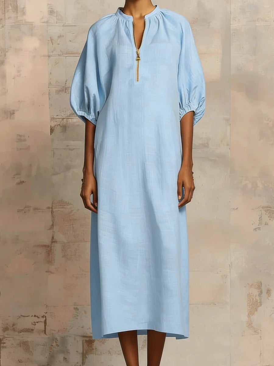 Claris - Midi Puff-Sleeve Dress