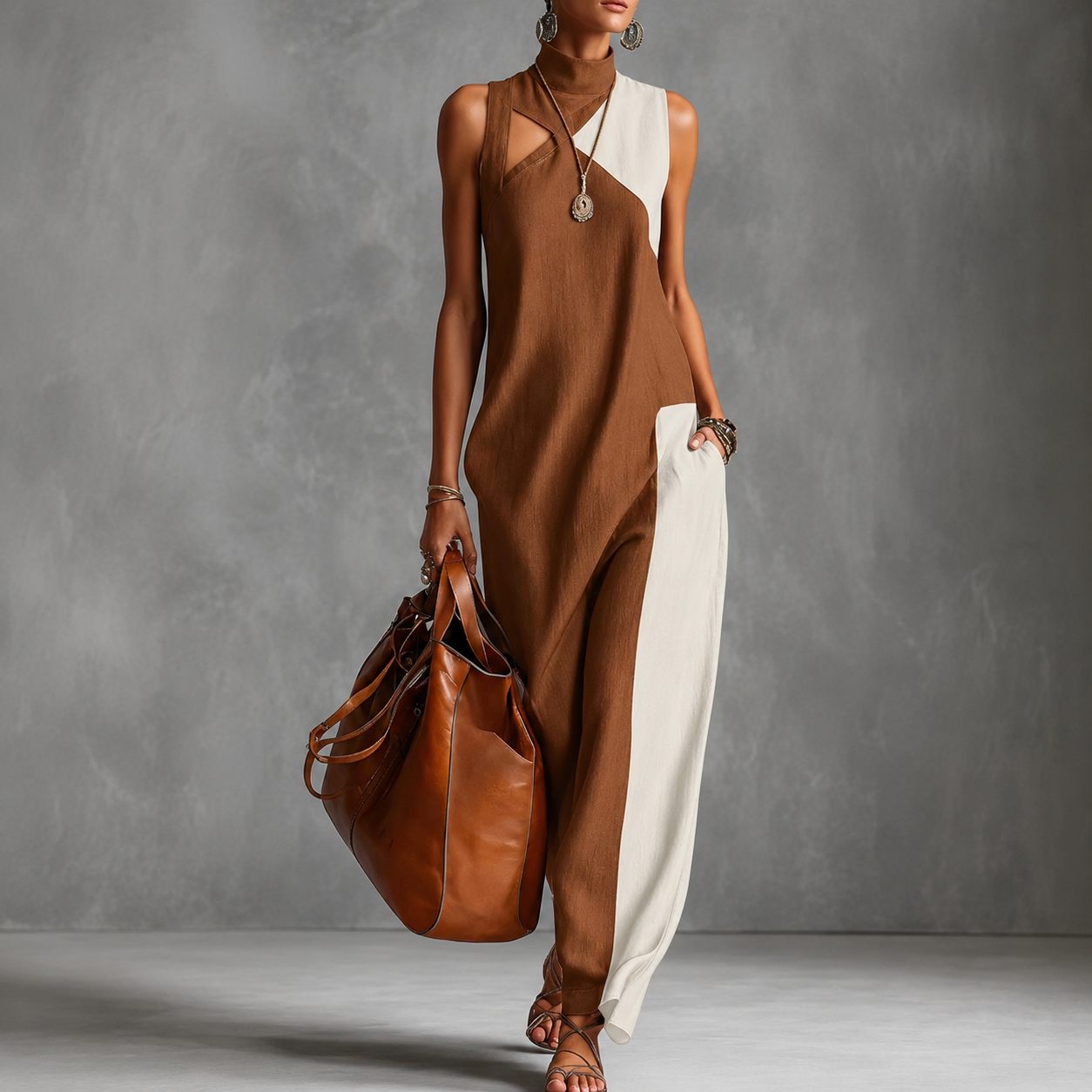 Alisa - Aesthetic High Neckline Dress