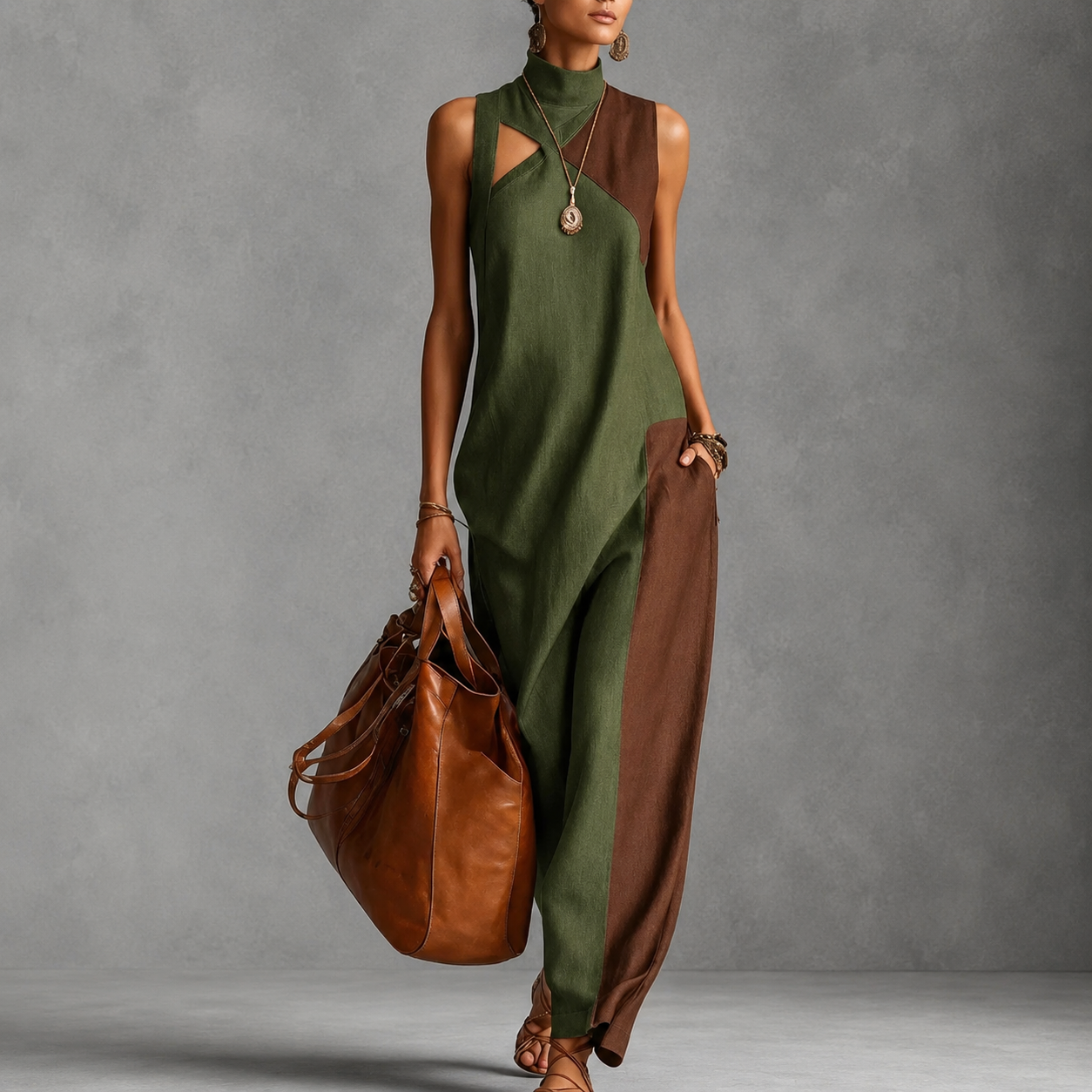 Alisa - Aesthetic High Neckline Dress