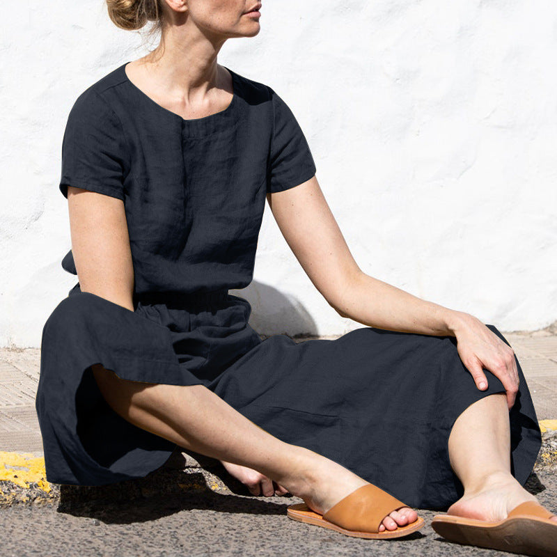 Julia - High Waist Short Sleeve Jumpsuit