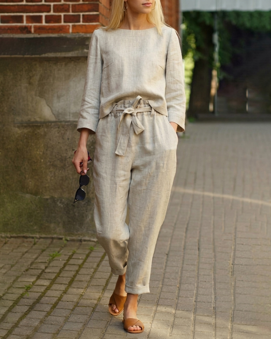 Jessica - Two Piece Lace Up Pants Set