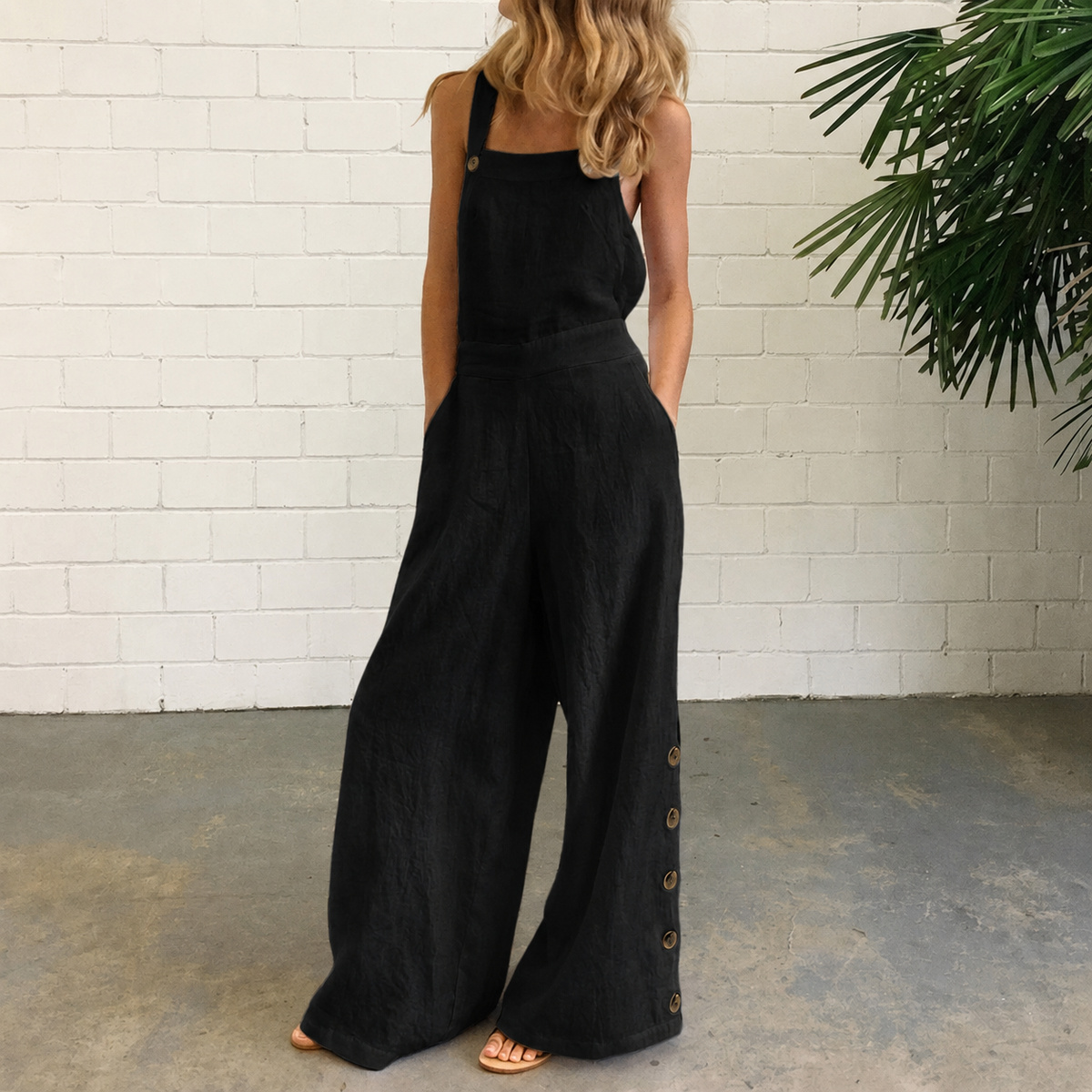 Joyce - Wide Leg Bib Jumpsuit