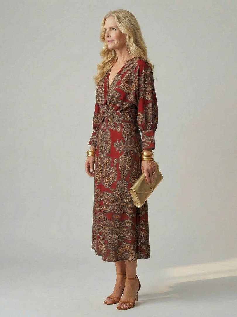 Solara - Comfortable Wrap Midi Dress