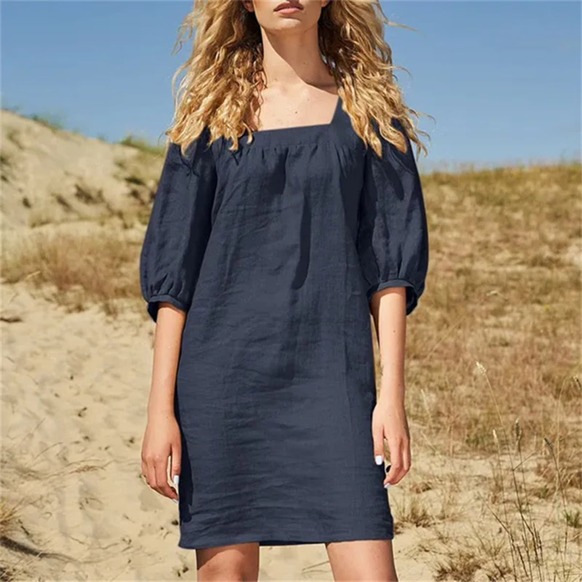 Irene - Square Neck Puff Sleeve Summer Dress