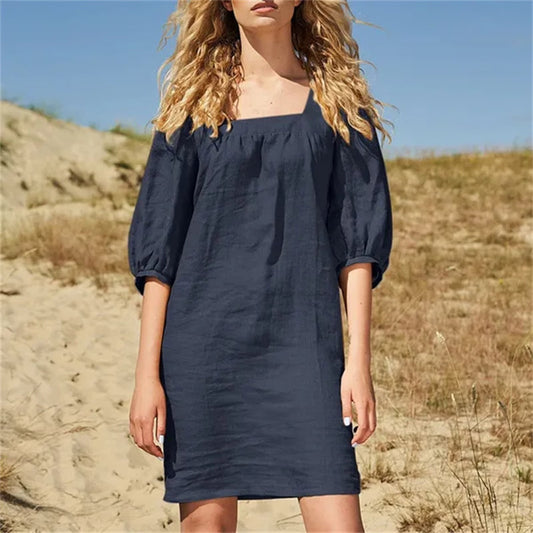 Irene - Square Neck Puff Sleeve Summer Dress