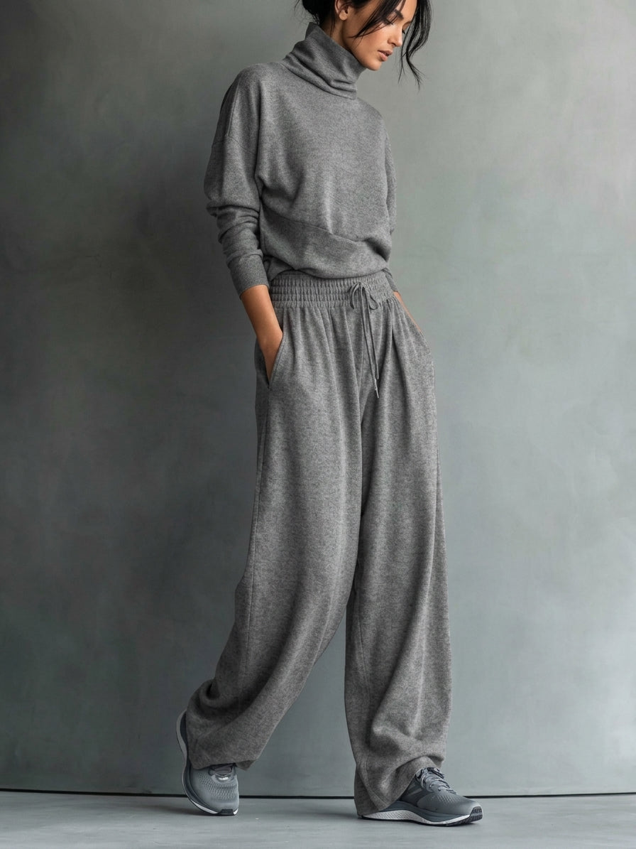 Wendy - Turtleneck Wide Leg Two-Piece Set