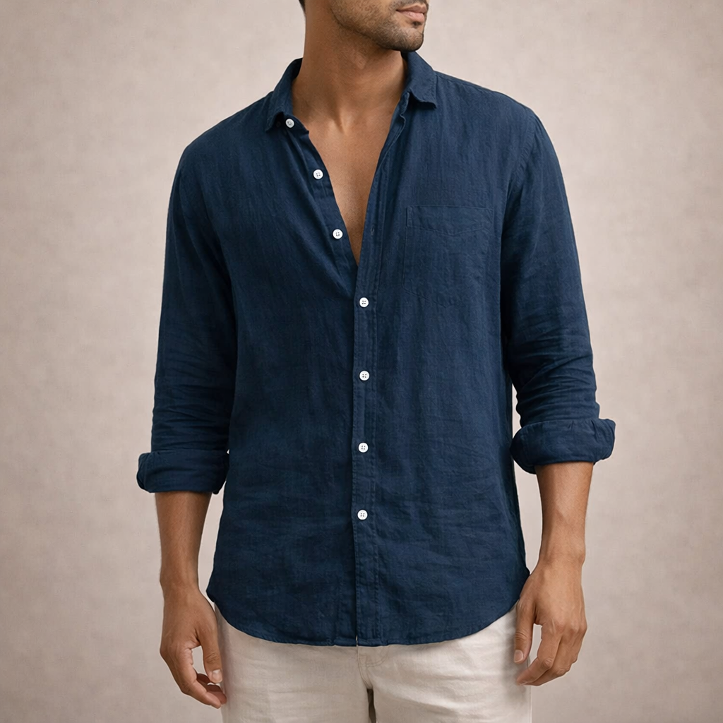 Lionel - Refined Men's Regular Fit Linen Button Down Shirt