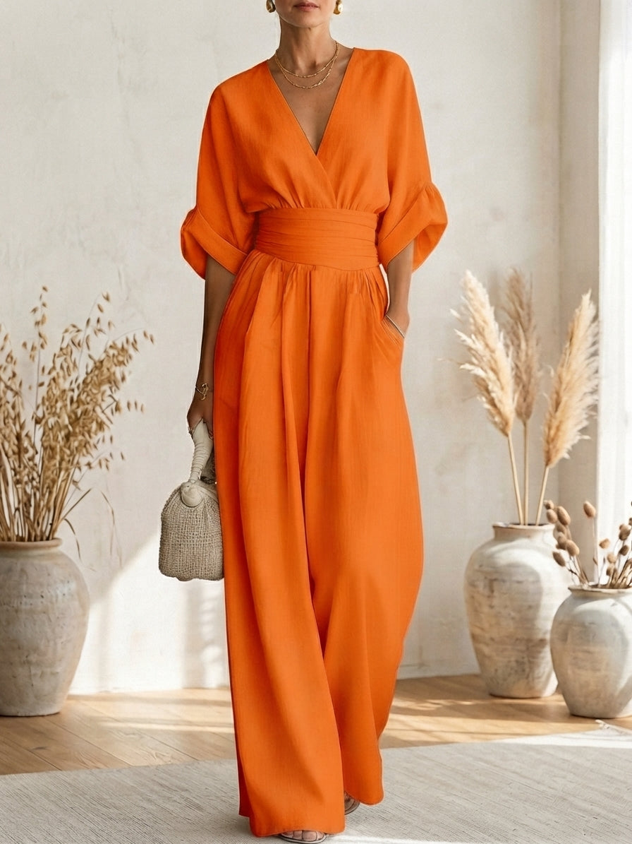 Savannah - Elegant Jumpsuit with V-Neck and High Waist