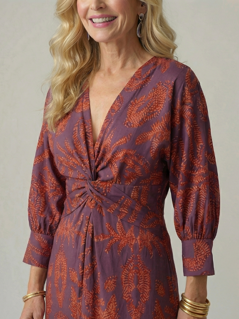 Solara - Comfortable Wrap Midi Dress
