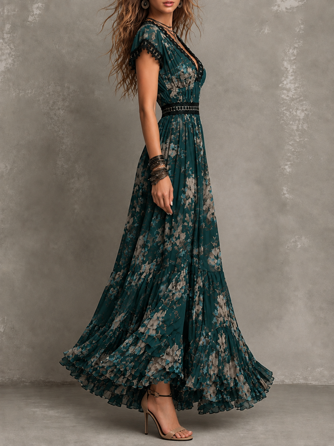 Daphne - Tiered Floral Maxi Dress