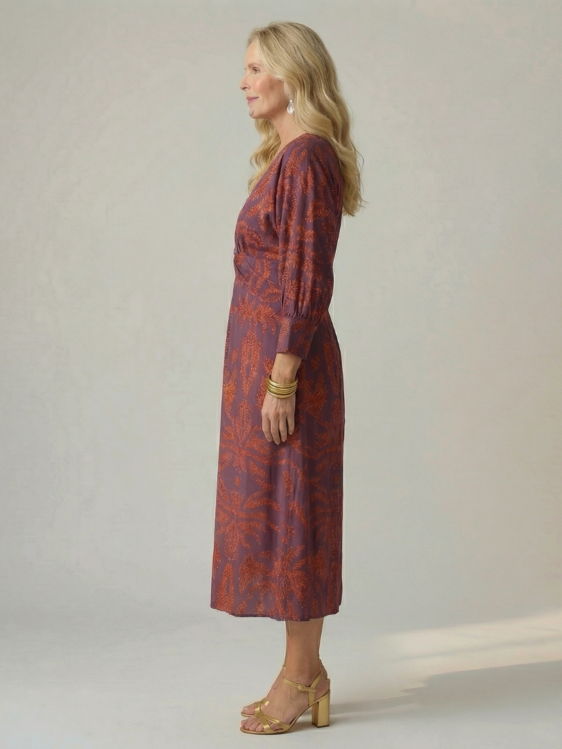 Solara - Comfortable Wrap Midi Dress