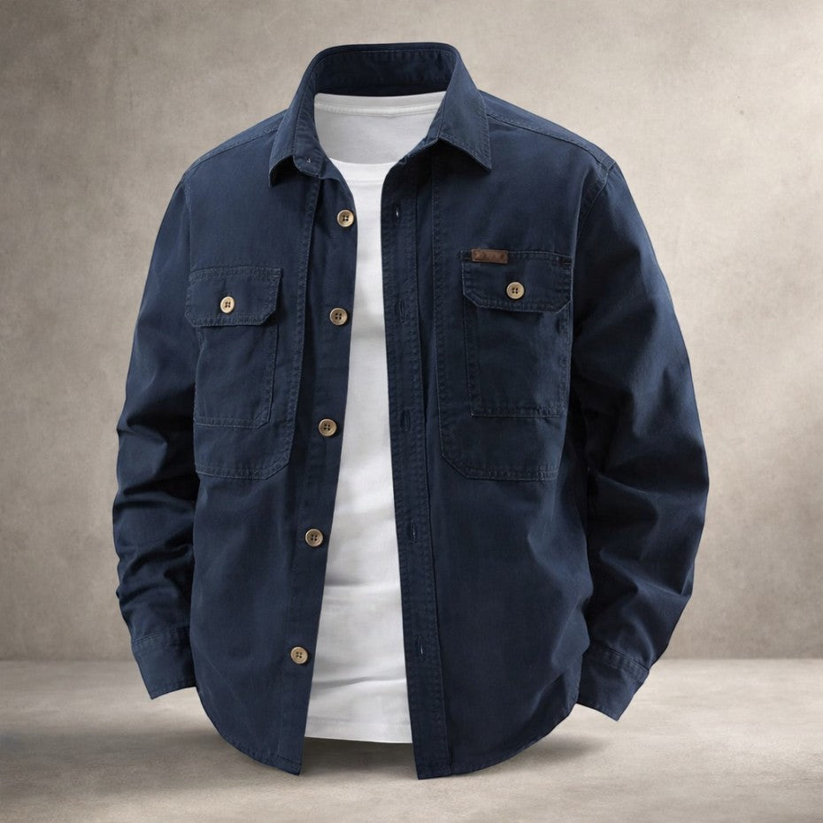 Ethan - Durable Cotton Overshirt With Long Sleeve