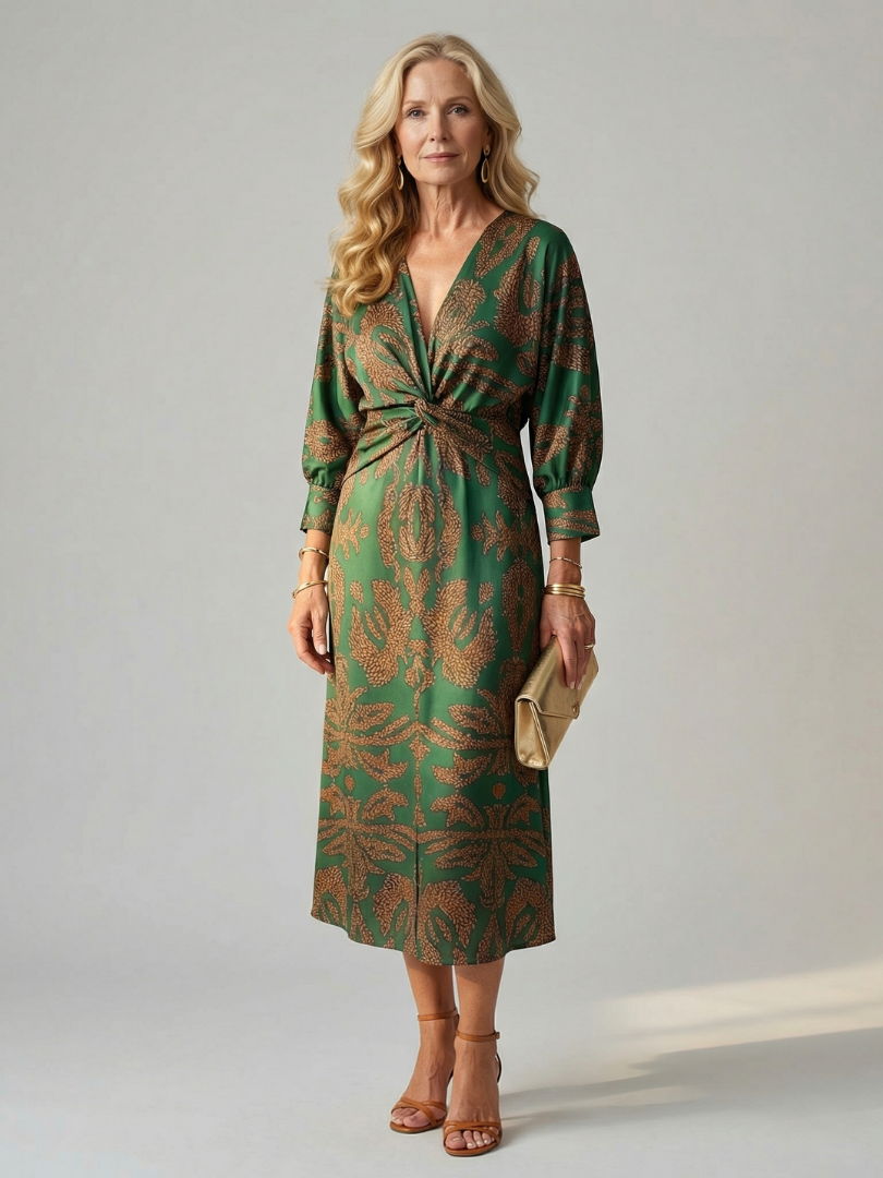 Solara - Comfortable Wrap Midi Dress
