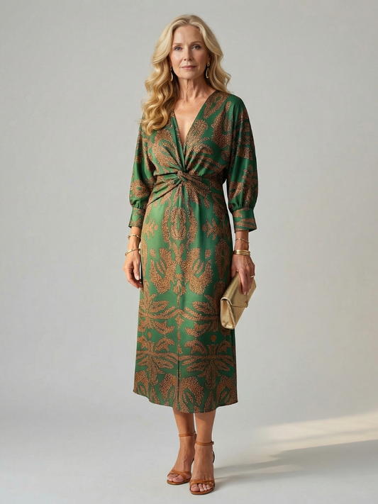 Solara - Comfortable Wrap Midi Dress