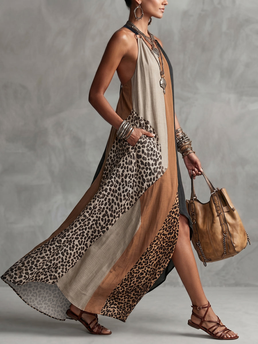 Seryna - Versatile Asymmetric Halter-Neck Maxi Dress