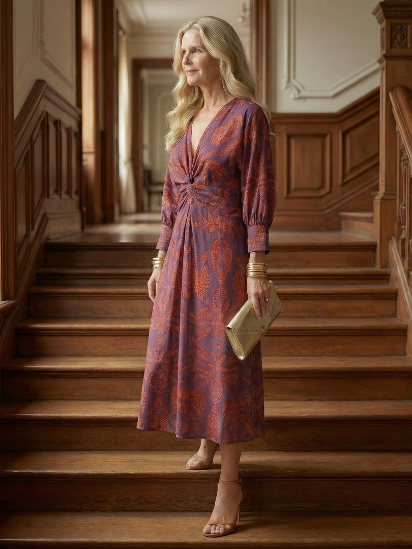Solara - Comfortable Wrap Midi Dress