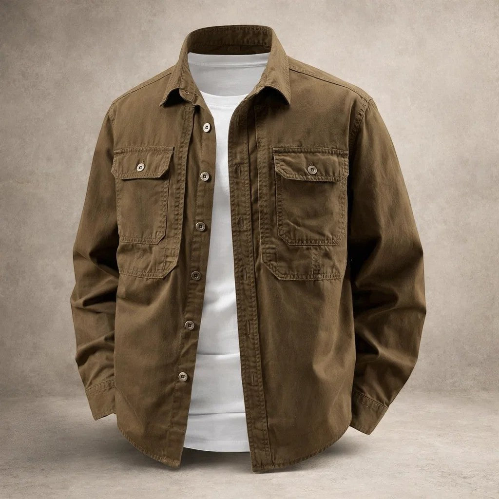 Ethan - Durable Cotton Overshirt With Long Sleeve