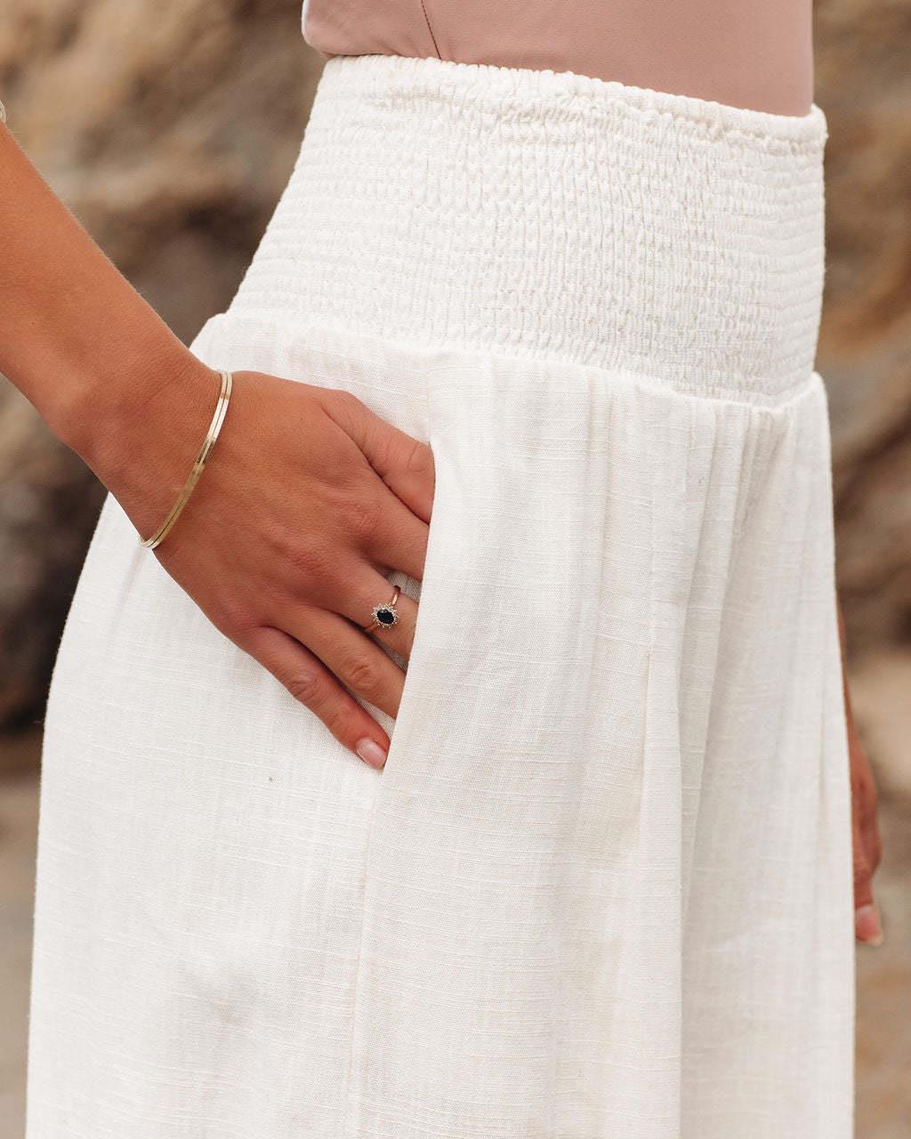 Loria - High Waisted Smocked Wide-Leg Pants