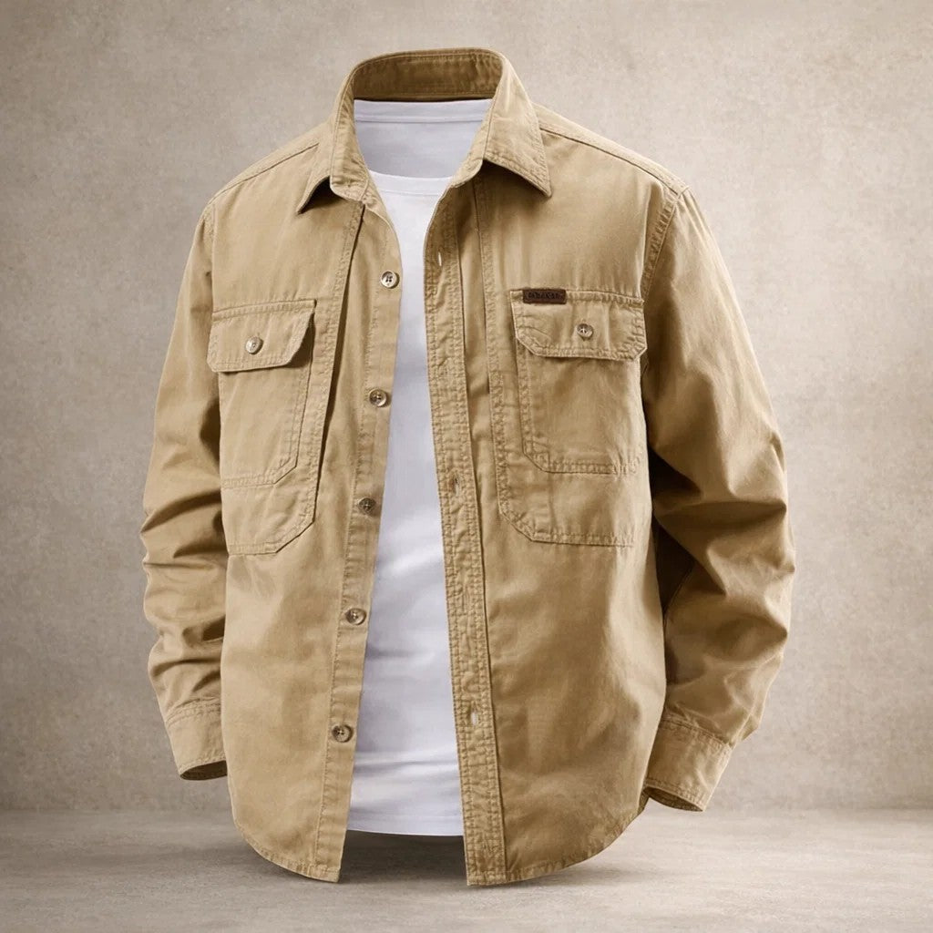 Ethan - Durable Cotton Overshirt With Long Sleeve
