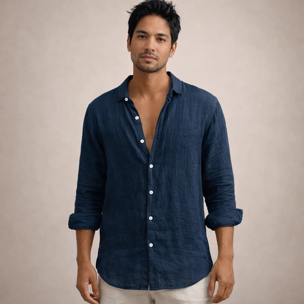 Lionel - Refined Men's Regular Fit Linen Button Down Shirt