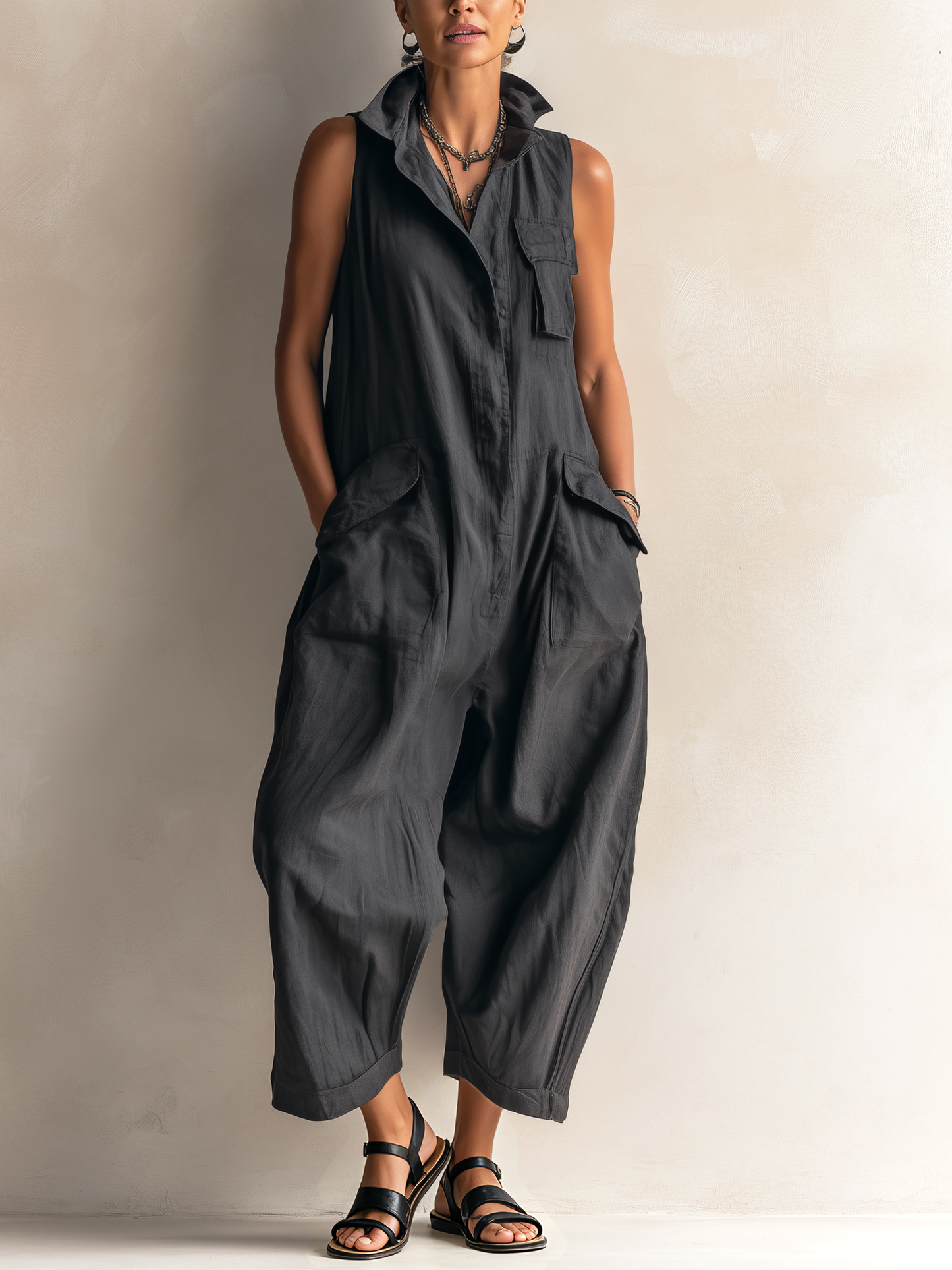 Esme - Soft-touch Breathable Cargo Jumpsuit