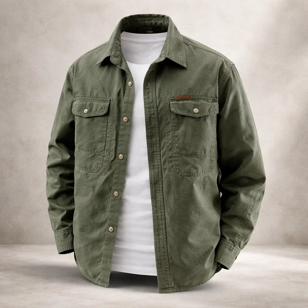 Ethan - Durable Cotton Overshirt With Long Sleeve