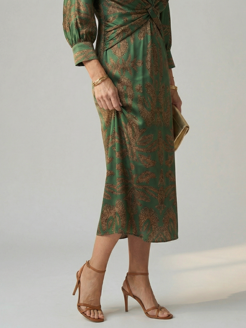 Solara - Comfortable Wrap Midi Dress