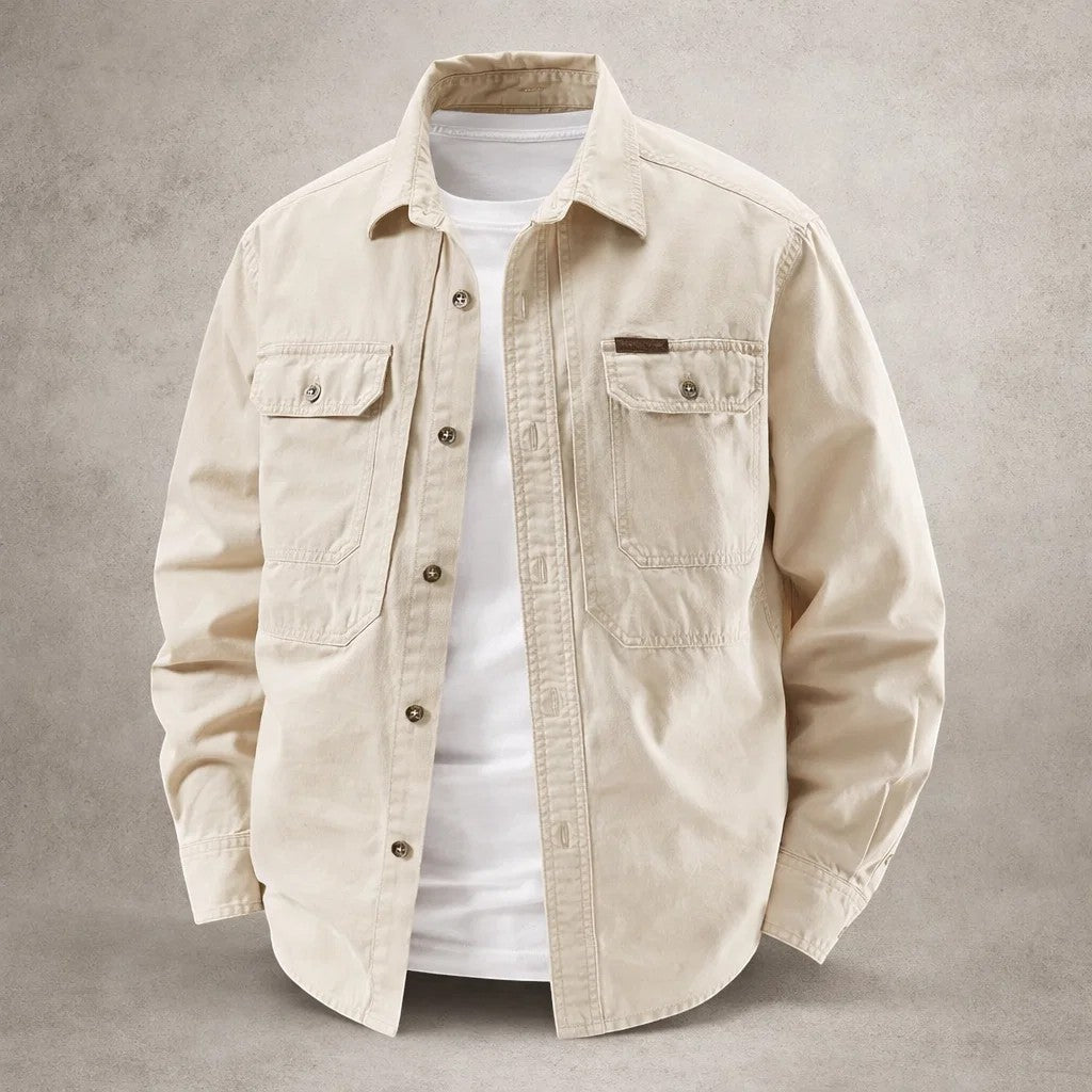 Ethan - Durable Cotton Overshirt With Long Sleeve