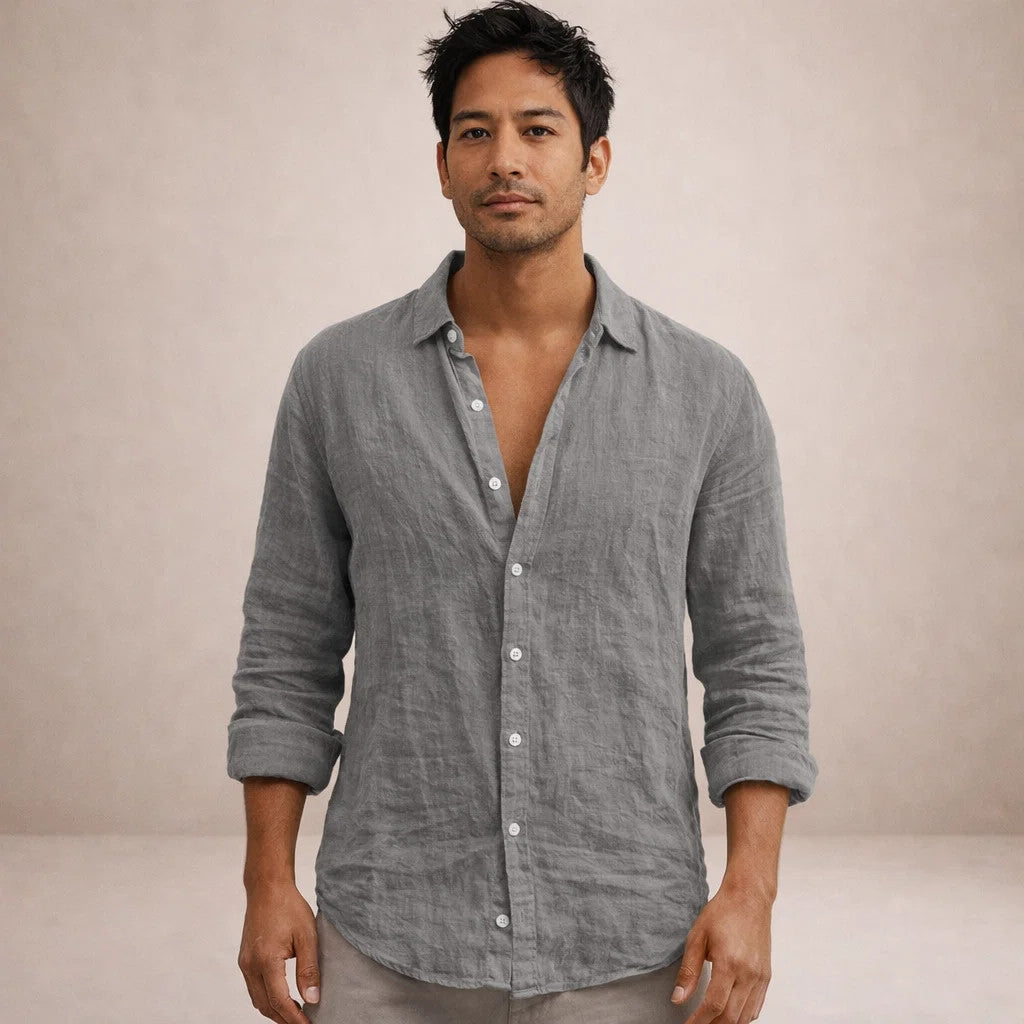 Lionel - Refined Men's Regular Fit Linen Button Down Shirt