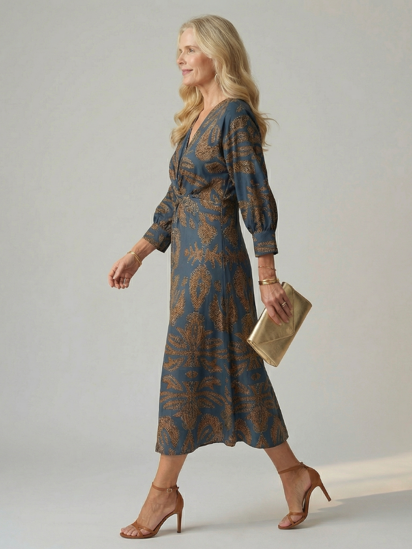 Solara - Comfortable Wrap Midi Dress