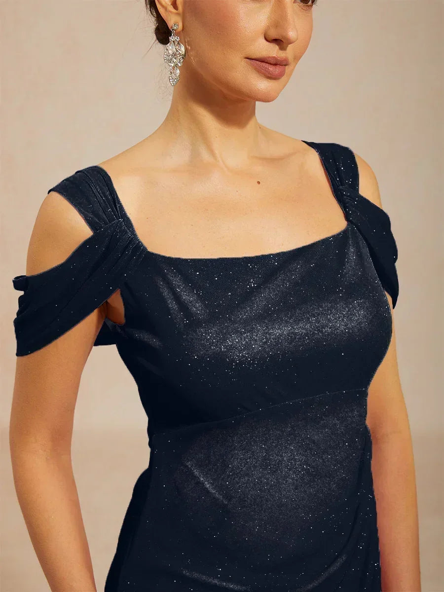 Brigette - Flattering Ankle-Length Glitter Mesh Dress