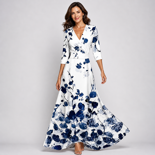 Velma - Flattering Floral Wrap Maxi Dress