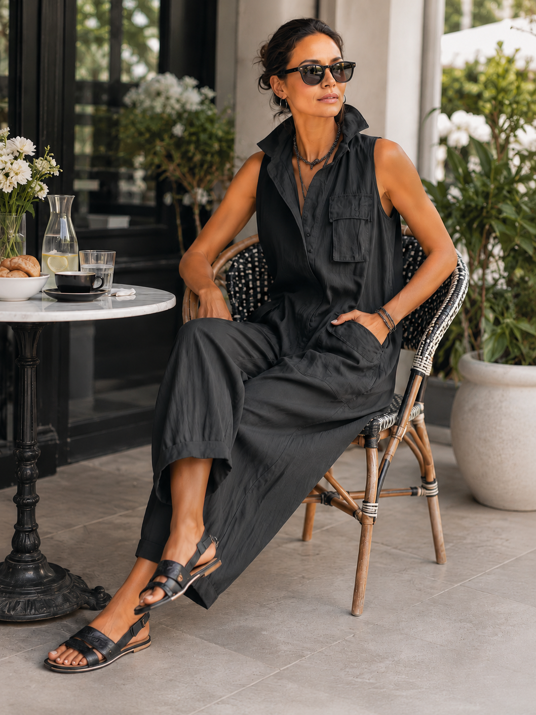 Esme - Soft-touch Breathable Cargo Jumpsuit