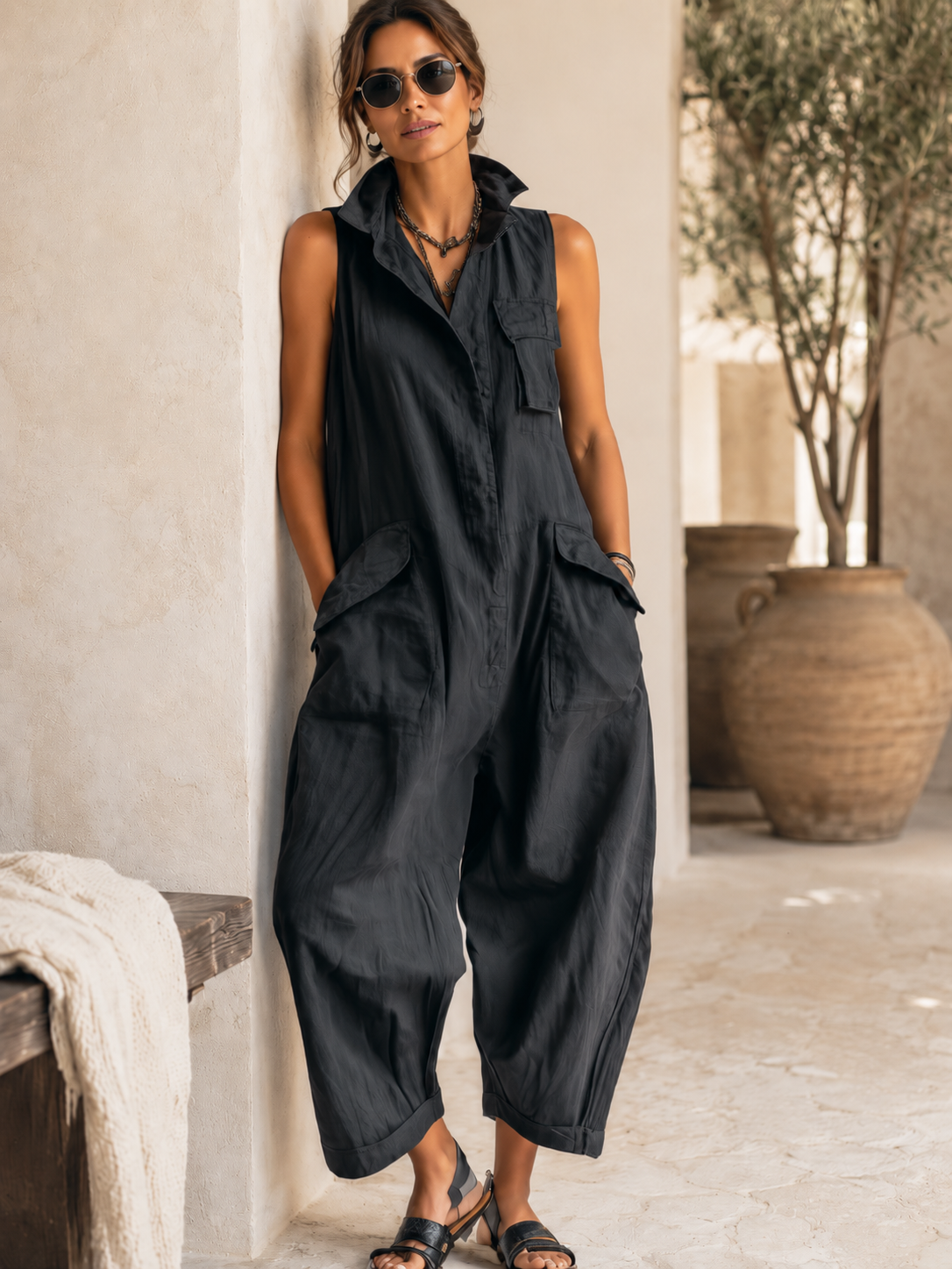 Esme - Soft-touch Breathable Cargo Jumpsuit