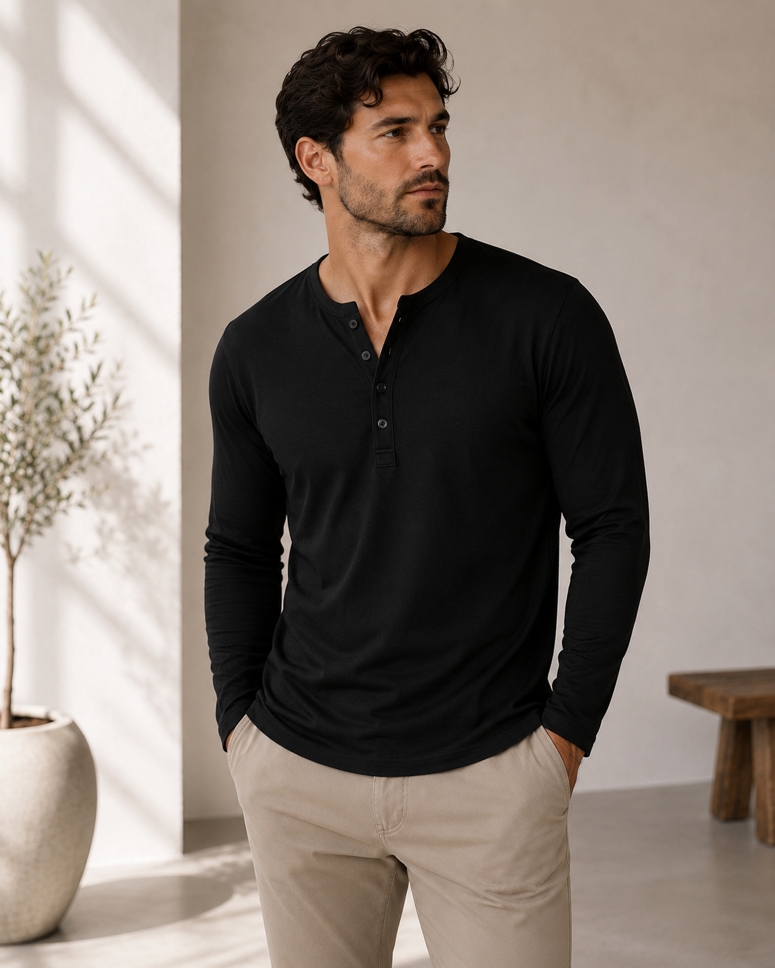Owen - Long Sleeve Henley Shirt