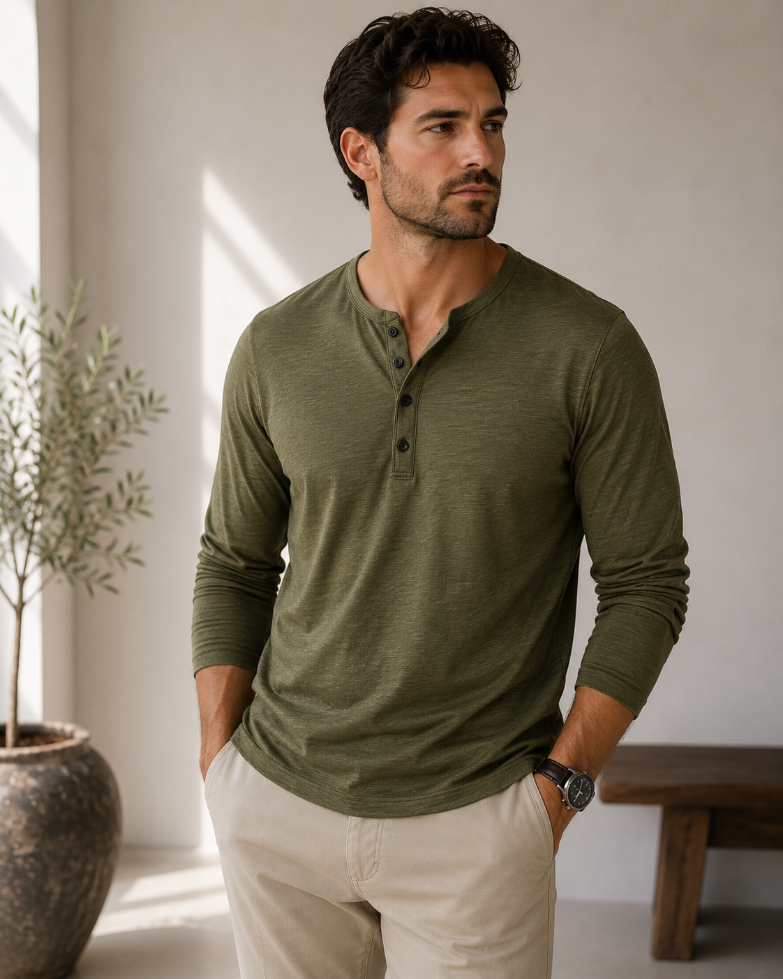 Owen - Long Sleeve Henley Shirt