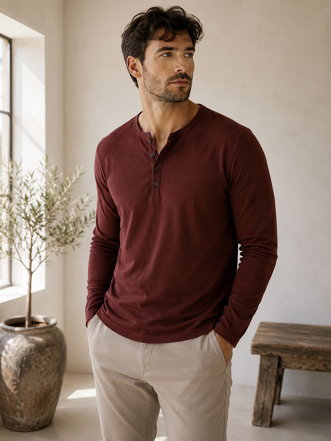 Owen - Long Sleeve Henley Shirt